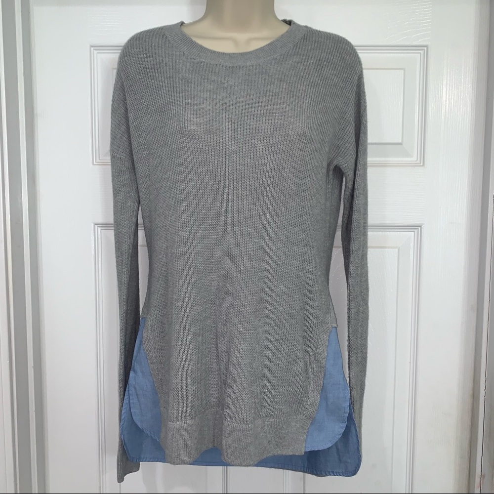 Treasure & Bond Women’s Grey and Blue Long Sleeve Sweater Size Small